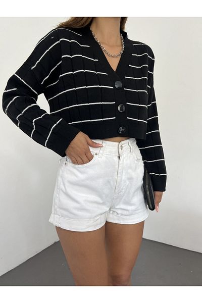 Modamorfo Large Buttoned Knitwear Cardigan - Black