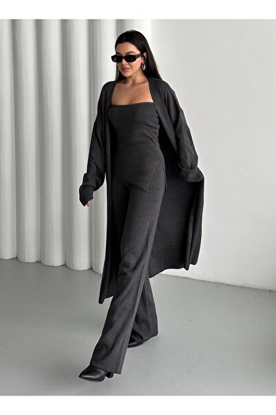 Laluvia Anthracite Valencia Triple Knitwear Set-00600