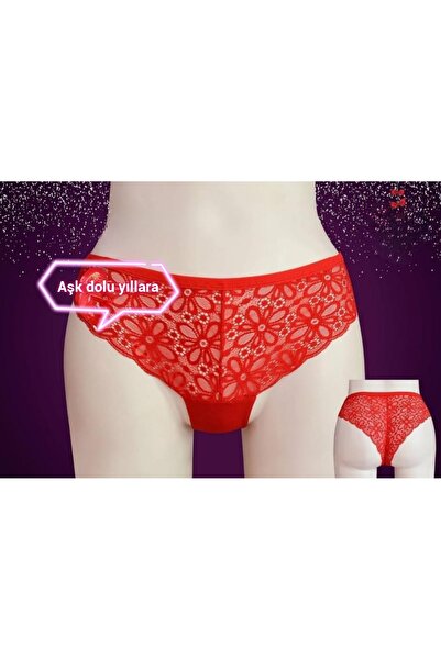 ENEFENDİ YILBAŞI DANTELLİ GÜPÜRLÜ KIRMIZI NOEL HEDİYE PAKETLİ KÜLOT 38-40 İÇÇAMAŞIRI