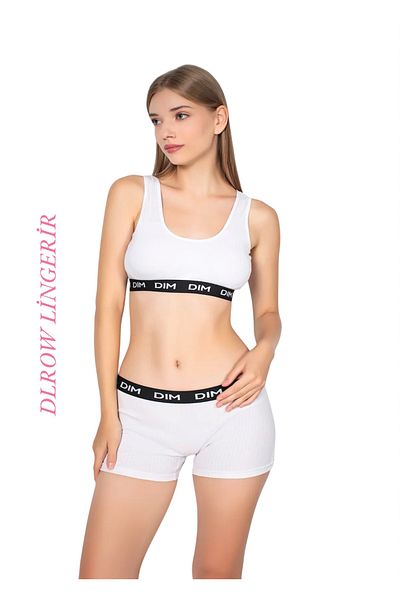 DLROW Women's Ribbed Shorts Bustier Set
