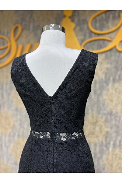 MODA Dantelli Elbise Beli Tranparan Detayli Söz Nişan Elbisesi