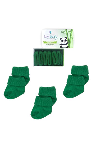 Novibaby عبوة من 3 جوارب للأطفال حديثي الولادة من الخيزران I Pine Green للفتيات الصغيرات والأولاد
