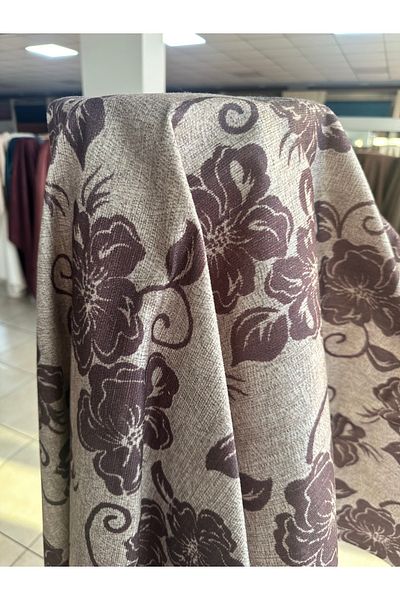 Eys Digital Print Upholstery Fabric with Brown Floral Pattern