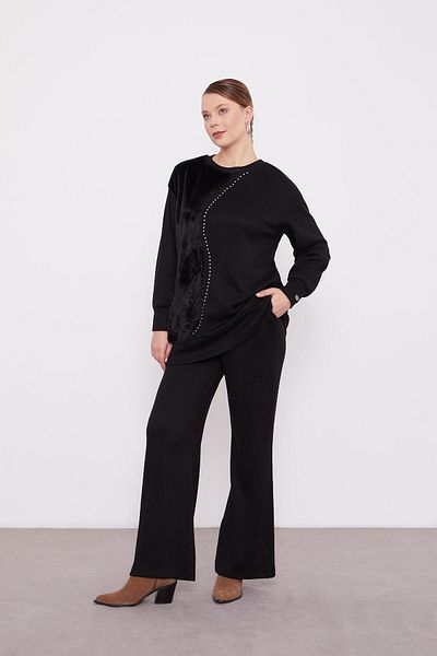Levidor Plush Detailed Cashmere Double Pants Set