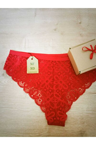 ENEFENDİ YILBAŞI DANTELLİ GÜPÜRLÜ KIRMIZI NOEL HEDİYE PAKETLİ KÜLOT 38-40 İÇÇAMAŞIRI