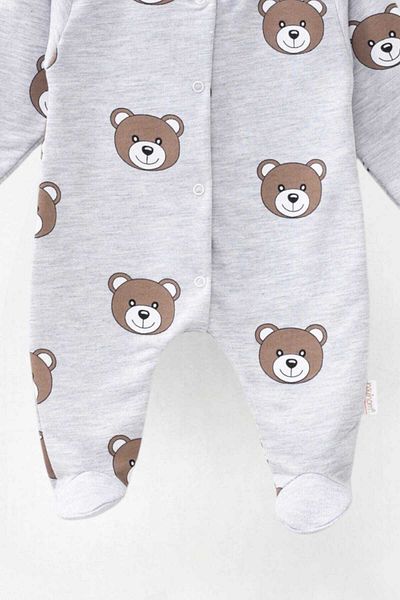 dinamik çocuk Fine Available 100% Cotton Romper for Newborn Baby Boy - Teddy Bear Print, Front Snaps