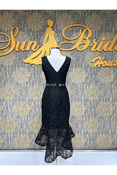 MODA Dantelli Elbise Beli Tranparan Detayli Söz Nişan Elbisesi