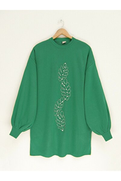 Modamorfo Zelená perleťová tunika z úpletu