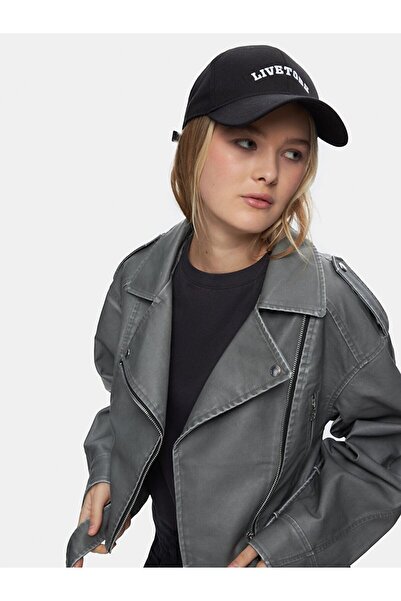 Ltb Pale Effect Cuban Collar Zippered Gray Jacket