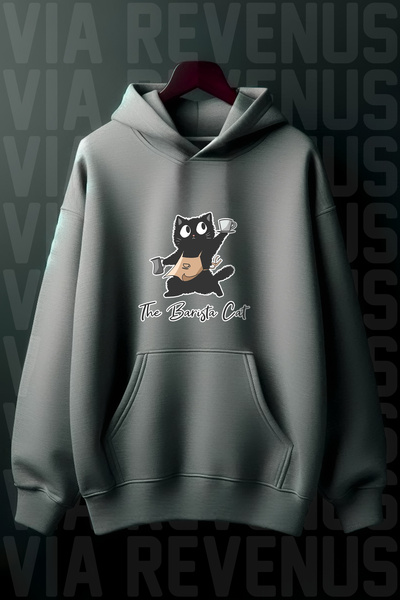 Vordevia سويت شيرت بغطاء للرأس مطبوع عليه قطة باريستا