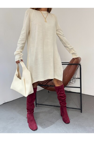 Modamorfo Tricotaj simplu cu mâneci raglan Tunica - crem