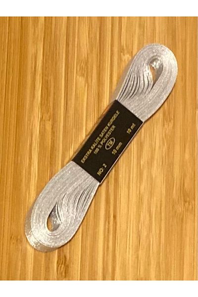 Öztürk Glitter Ribbon, 1cm. 10 Meters. Silver Sim.