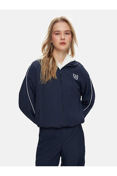 Ltb Μακρυμάνικο γιακά γραφικό μπουφάν Navy Blue