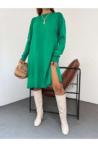 Modamorfo Raglan Sleeve Plain Knitwear Tunic
