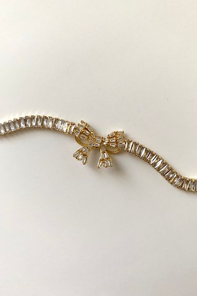 SilverStone Baguette Stone Bow Waterway Steel Bracelet