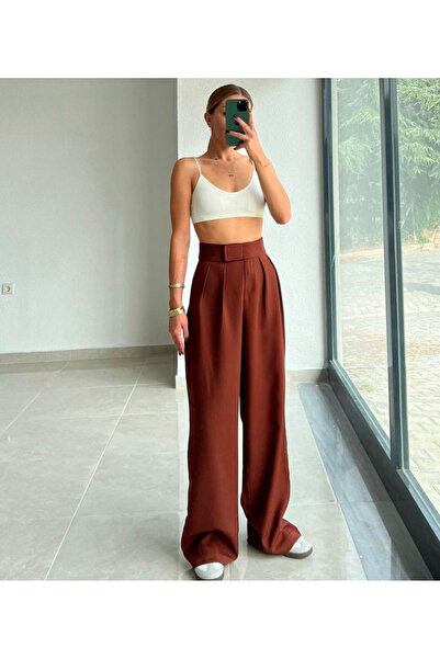 mangis Velcro Palazzo High Waist Adjustable Waist Wide Leg