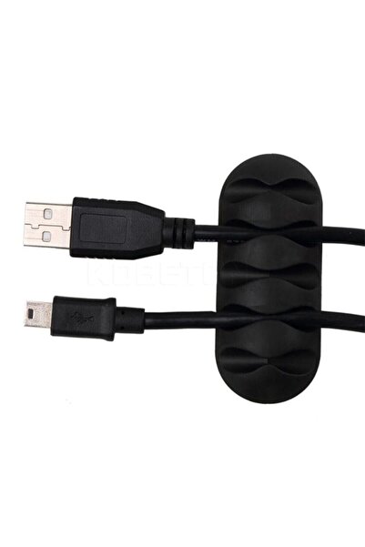 novoglo Shopping Practical Cable Holder 5-Channel 3-Piece Black Adhesive Cabl...