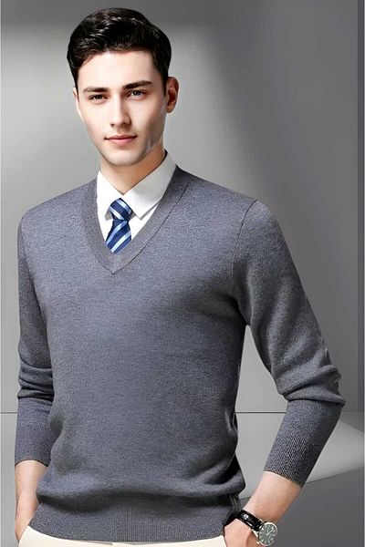 Uniquerrs Men's V-Neck Long Sleeve Knitwear Non-Pilling Sweater Men's Slim Fit Sweater