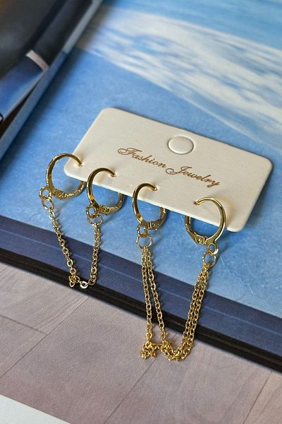 Trendy Butik Quadruple Chain Model Set Earrings