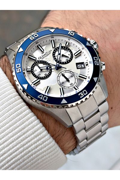 Quantum Functions Active Silver Color Waterproof Steel Band Steel Case Men Wristwatch 1160.330