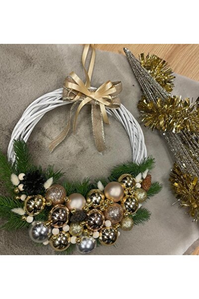 Marrone Ornament elegant pentru ușă - bile de aur