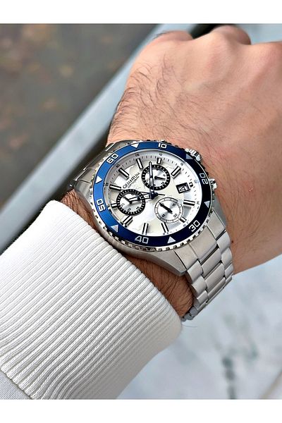 Quantum Functions Active Silver Color Waterproof Steel Band Steel Case Men Wristwatch 1160.330