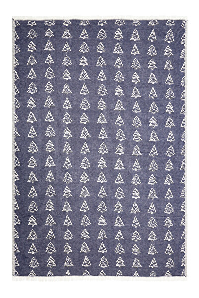 Cottella Yilbaşi Ağaci- Noel Ağaci  Desenli %100 Pamuklu Tek Kişilik Yatak Örtüsü Tv Battaniyesi