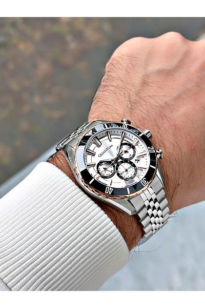 Quantum Function Silver Color Waterproof Steel Band Steel Case Men's Wristwatch 1187.530
