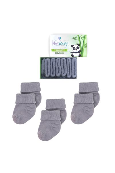Novibaby 3 Pack Bamboo Newborn Baby Socks I Cloud Gray Baby Girl Boy Socks