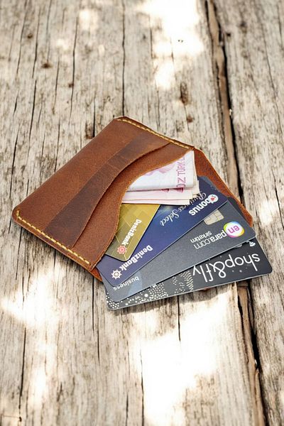 Leather Cy Slimport Tan Genuine Leather Men's Women's Card Holder Wallet Name Writing Included Handmade Unisex Card Holder