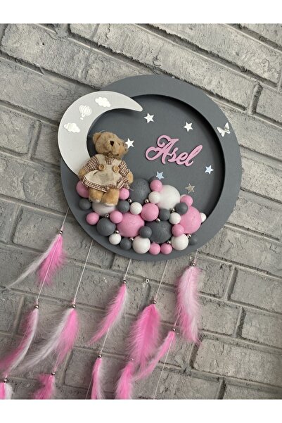 NeşeliAtölyem 30 Cm Ledli Yuvarlak Ayıcıklı Kişiye Özel Bubble Bebek Kapı Süsü