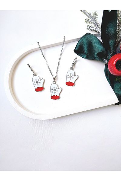 Alexis Carrel New Year Christmas Themed Silver Necklace and Earring Set