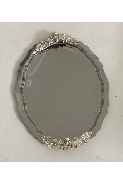 Elzemm store Steel 1 Pcs Oval Silver Handle Service Presentation Table