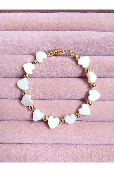 Alexis Carrel Hearted Mother of Pearl Natural Stone and Dorica Bracelet
