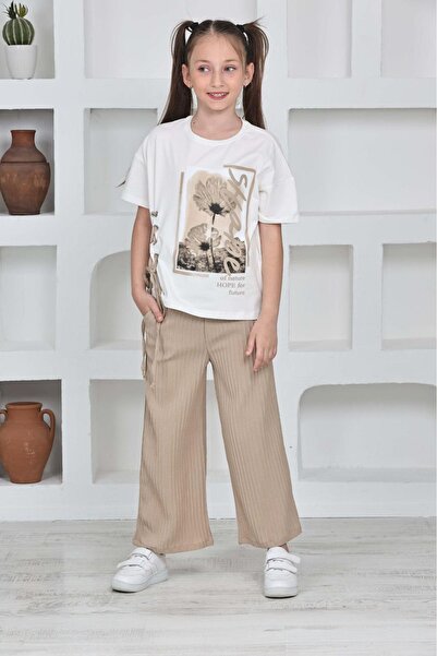 Joui Co Pantalone i majica za devojčice, pamuk i viskoza, dupli set