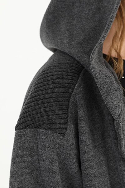 Puane Anthracite Women's Cardigan with Hood and Belt 15190