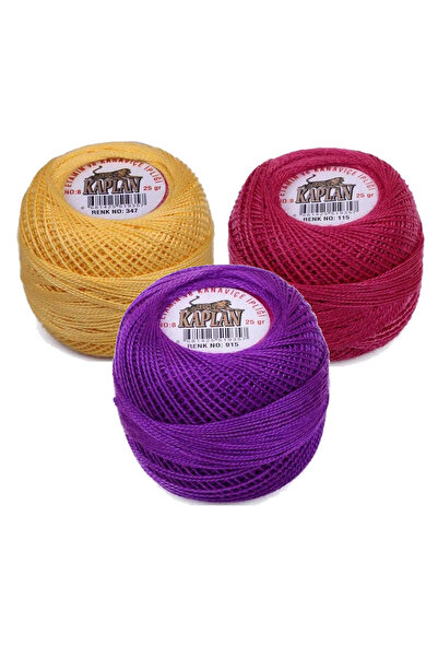 Kaplan 3 قطع تيجر إيتامين وخيط غرز متقاطعة رقم 8 كود/لون: 347 - 115 - 915 - ريل