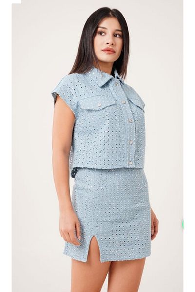 Semesia Fusta mini cu paiete cu paiete cu design special