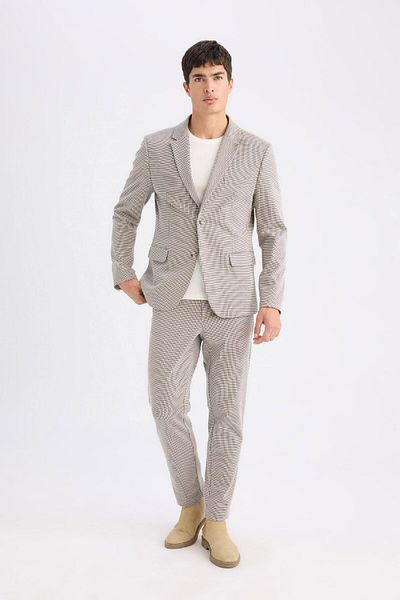 DeFacto Slim Fit Slim Fit Jacke Revers Knopf Blazer Jacke D6074AX24AU