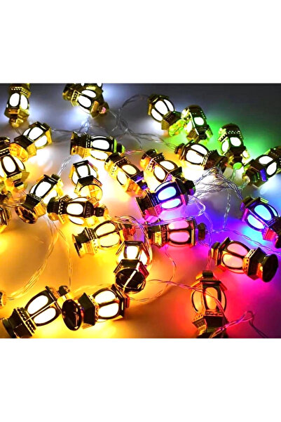 şahane parti Ramazan Kandil Feneri 4 Metre 20 Led Pilli Rgb Karışık Renk