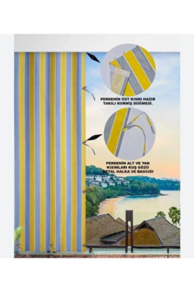 Gün Tarpaulin Balcony Curtain Lace-Up Sunshade Balcony Curtain Yellow-Grey