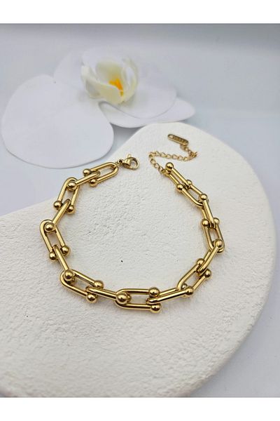 MAVEGA Tfny Model |   Steel Chain Bracelet |   316L Steel |   Gold Color |   23cm |   Boxed