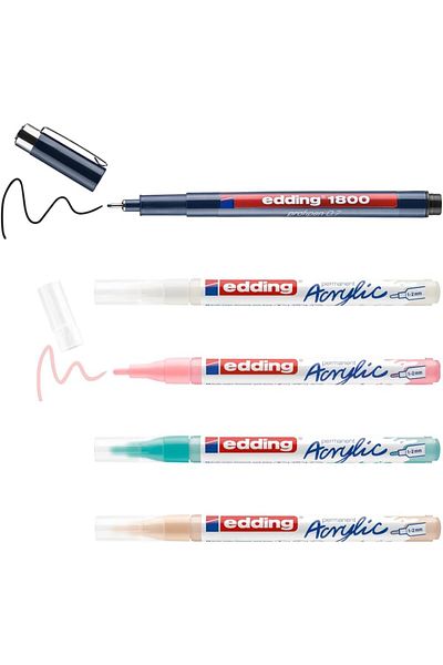 STOREMAX Bystoreby 5300 Fine Tip Acrylic Marker and Edding 1800 Technical Drawing Pen Set of 5 Manga Newde