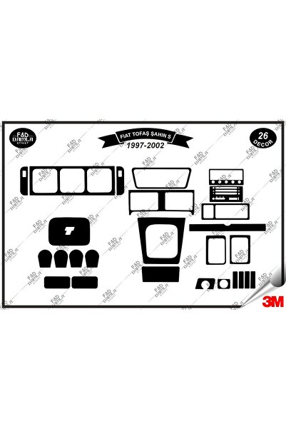 FD Damla Etiket Fiat Tofaş/ŞahinS-1997-2002 Torpido Konsol Trim Göğüs Maun Ka...
