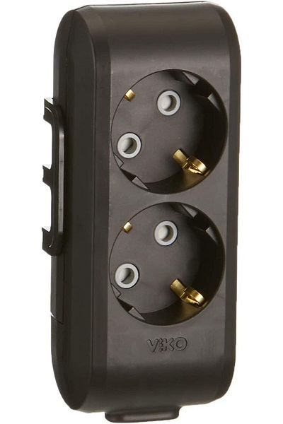 STOREMAX Svticaret Multi-Let Black Double Socket Grounded Child Proofed Terminal Block Mhm 1053513