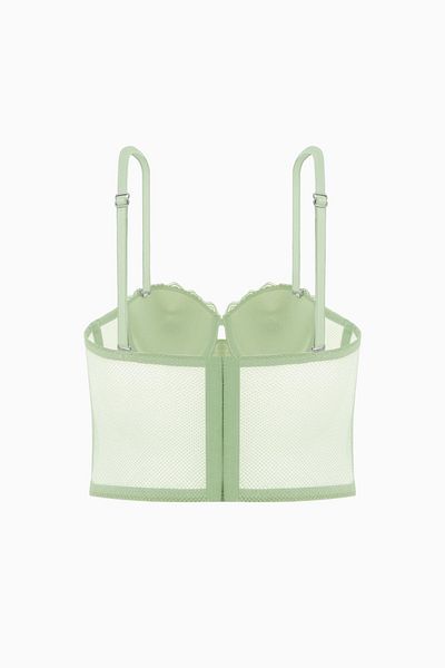 Wonna Fashion 2501 Rosali Soft Push Up Sutien bustieră din dantelă căptușită verde