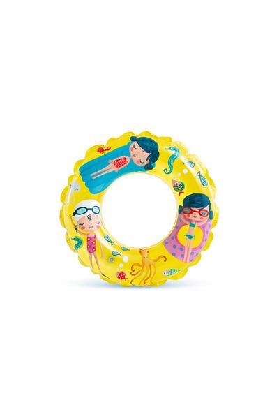 AtikCamp Intex Yellow Transparent Patterned Children's Swimming Ring - 61cm (59242)