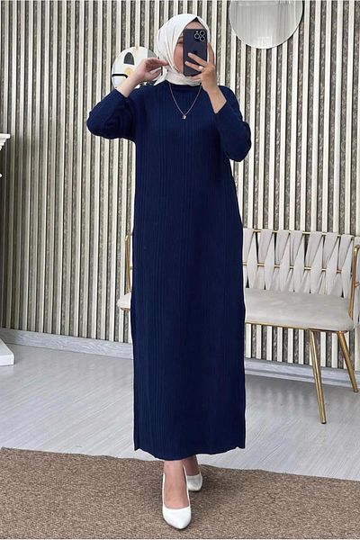 TRENDTESETTÜR Γυναικείο Πλεκτό Φόρεμα Navy Blue - T 3565