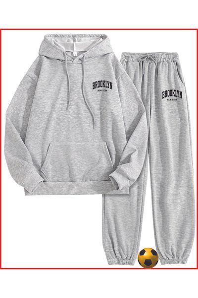 HOFFNUNG Full Hoodie Brooklyn New York Printed Tracksuit Set