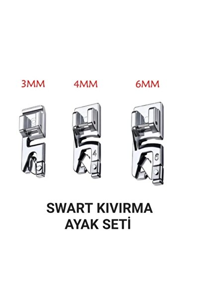 Swart Singer Beko Zetina Janome Brother Homemax Moonstar Kıvırma ayak seti 3mm-4mm-6mm